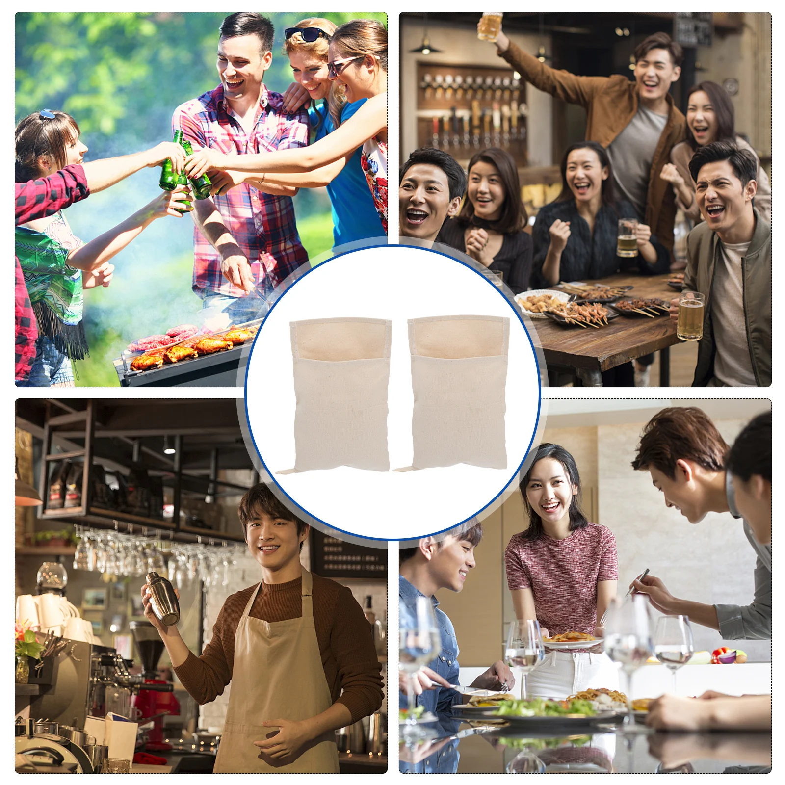 

Reusable Crushed Pack DIY Canvas Ice Bag for Party Restaurant BBQ Buffet Bars Lightweight Cotton Ice Cube Storage Bag