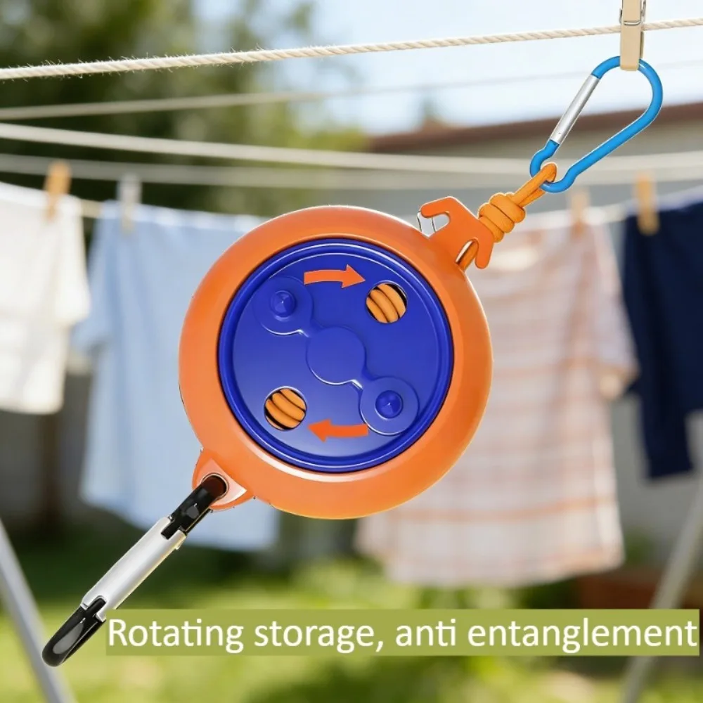 1PC Durable Portable Travel Clothesline Metal Hooks Rotating Tangle Free Strong Load Bearing Adjustable 10M For Home Dorm
