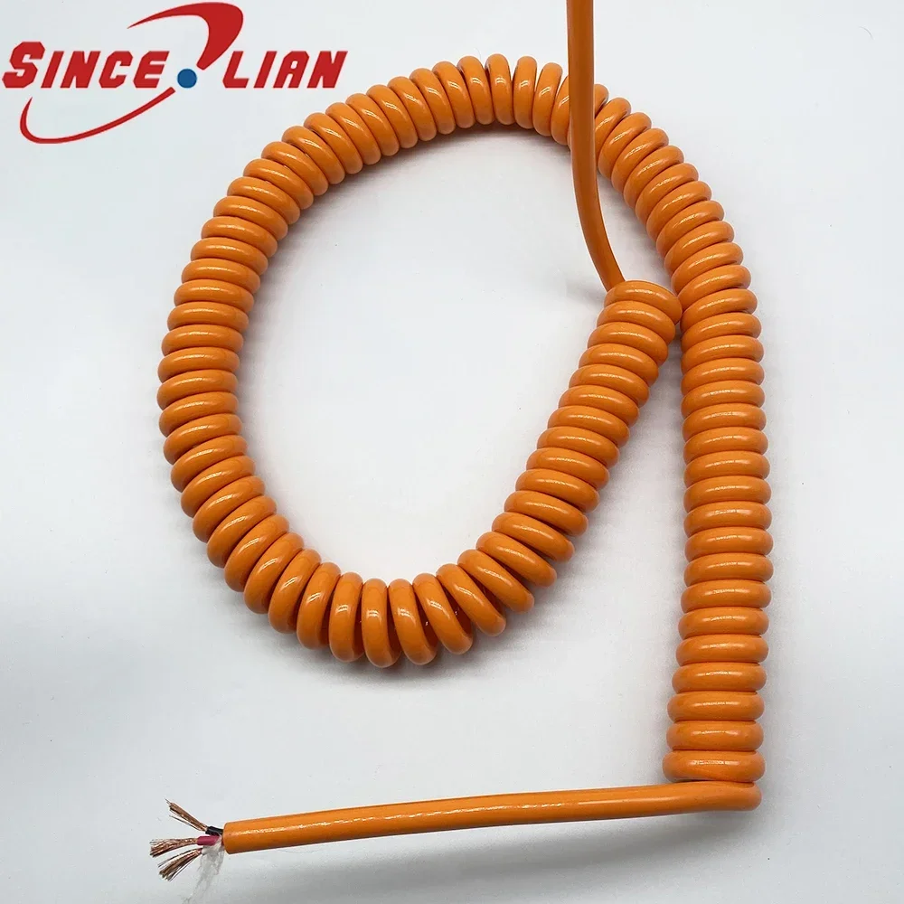 Spring Cable 2 Core 4mm² Orange Retractable Power Cord National Standard Pure Copper Abrasion Resistant Tensile Colored