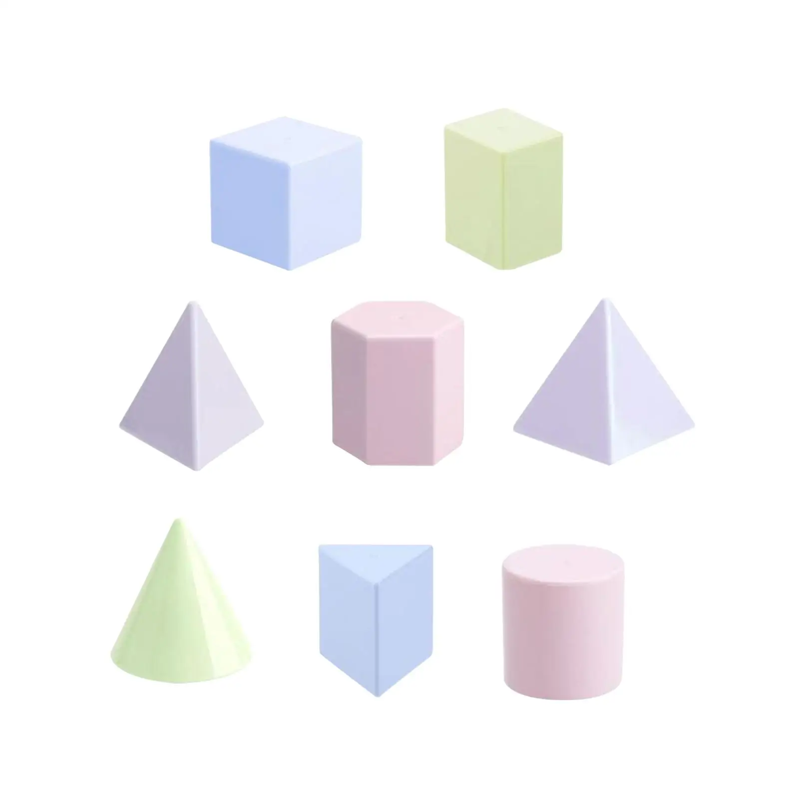 Colorido 3D geométrica Montessori brinquedos para crianças, Montessori Shape, idades 3 +, 8pcs