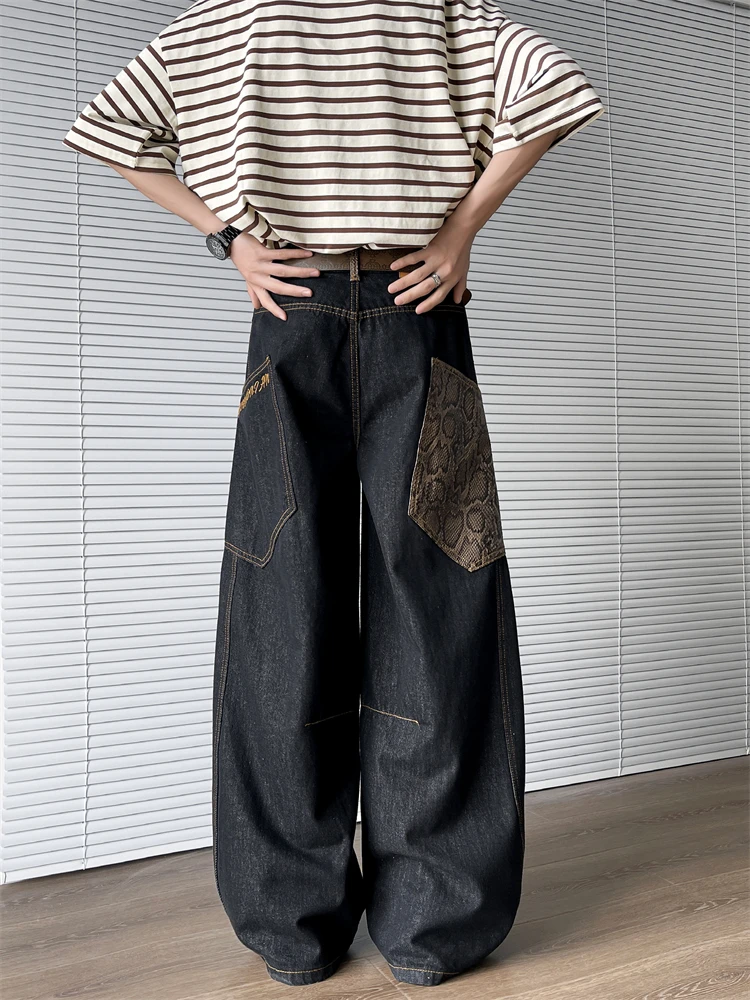 

Retro American Black Knife Men's Jeans Spring 2025 Loose Straight Leg Wide Leg Pants Trousers Trendy Casual Denim Jeans