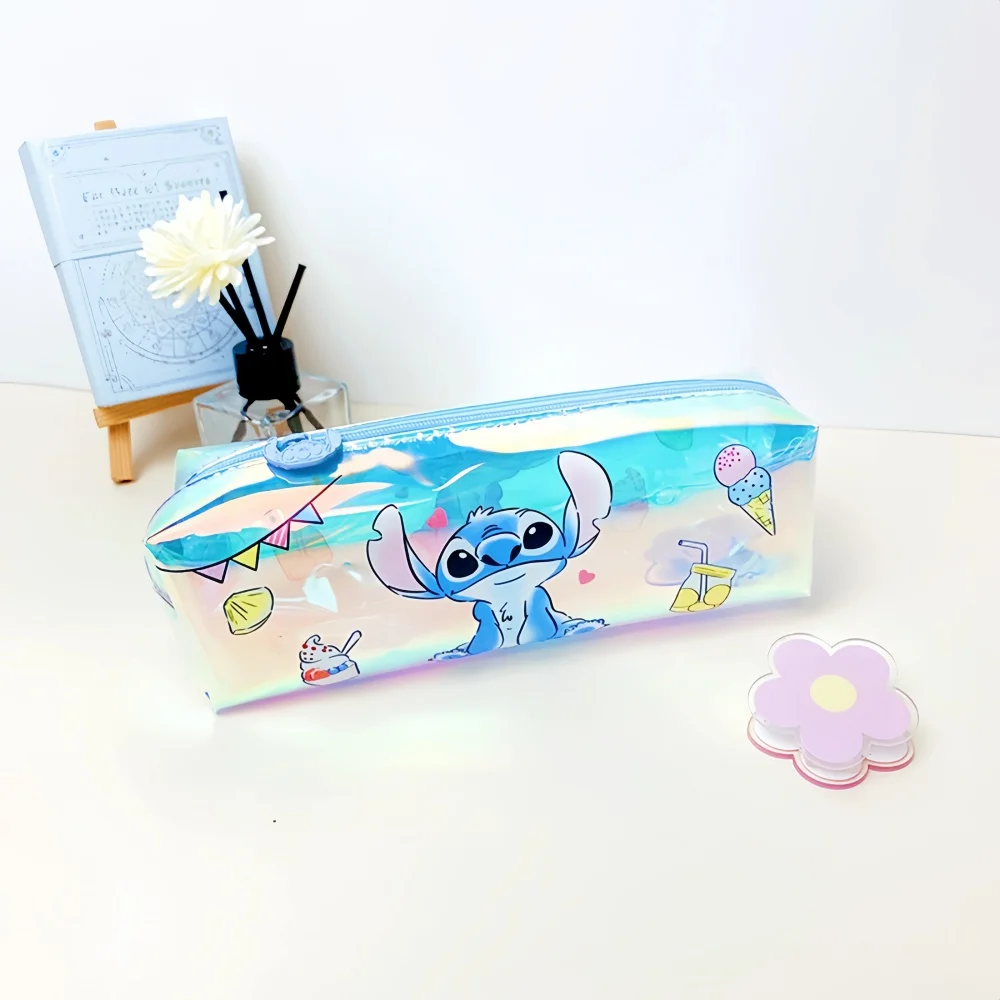 Cute Lilo Stitch Pencil Case Storage Bag No Interlayer Transparent Water Proof Pencil Case Study Cartoon Gift