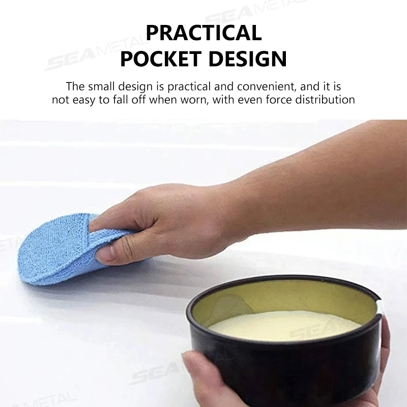 SEAMETAL 5/10Pcs Car Polishing Sponge Pad Microfiber Car Detailing Wax Applicator Pad with Finger Pocket Auto Care Polish Sponge image 5