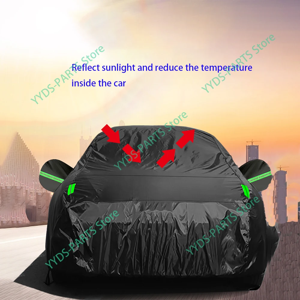 Universal SUV Sedan Full Car Covers Outdoor Waterproof Sun Rain Snow Protection UV Black Car Case Buckle Strap Summer Winter