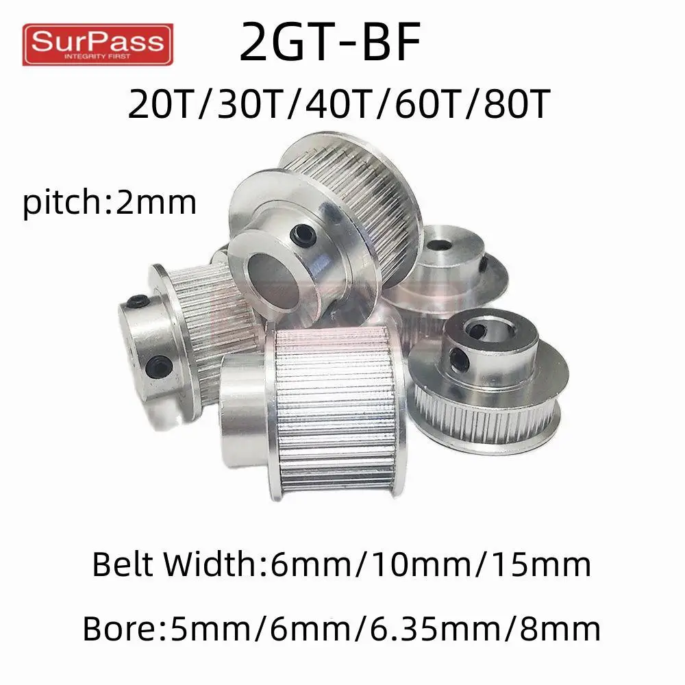 

2GT Timing Pulle 20T/30T/40T/60T/80Teeth Bore 5mm/6mm/6.35mm/8mm Belt Width 6/10/15mm 3D Printer GT2 Timing Belt Pulley