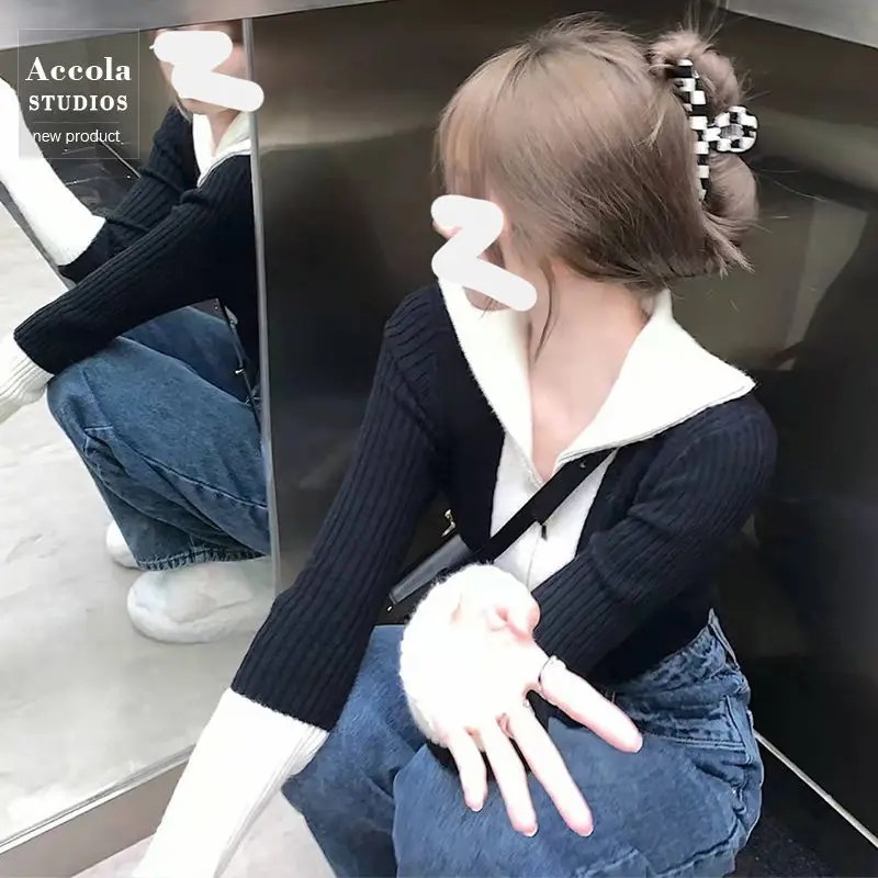 2023 Lente Sweet Style Draag Lichte Volwassen Stijl Dameskleding Hong Kong Stijl Gebreide Trui Jeans Tweedelige Set Voor Dames