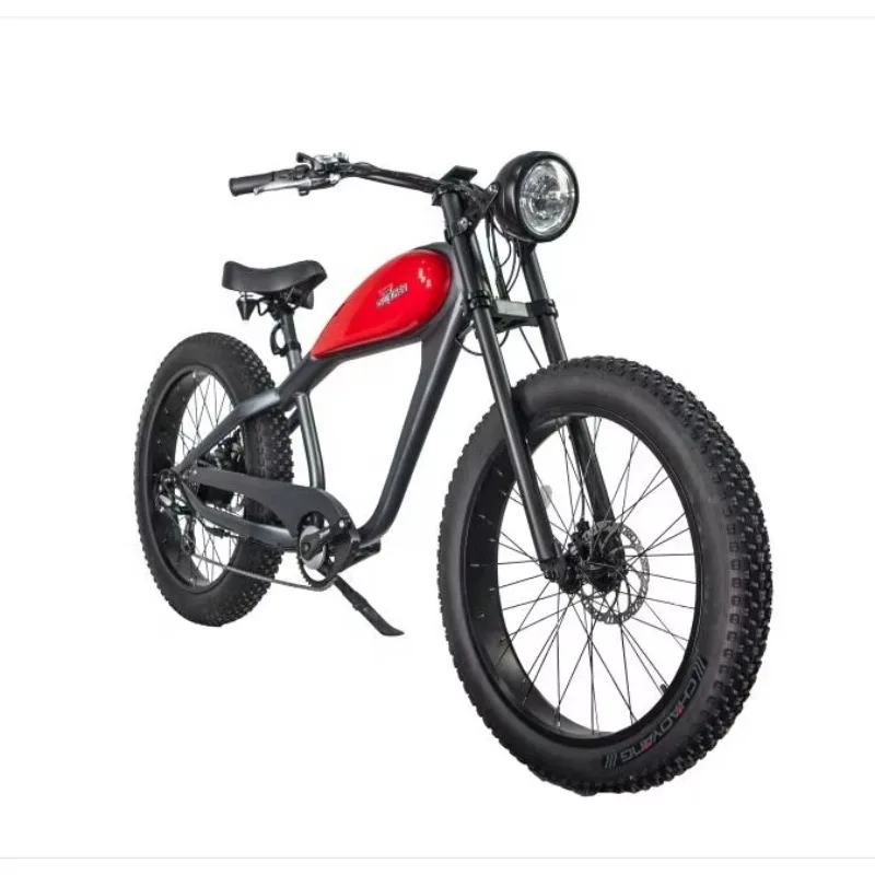 Clrak 48v Dual Battery Vintage 26inch Electric Cruiser Bike with Disc Brake Fat Tire Hybrid Electric Bike New Sale