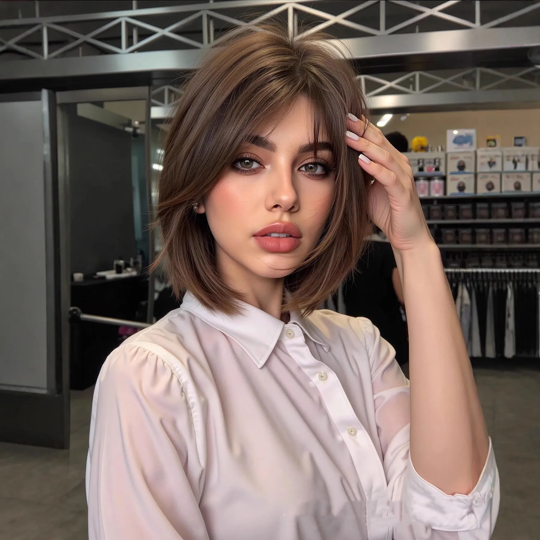EASIHAIR Side Part Straight Synthetic Wigs for Women Short Dark Brown Bob Wigs Natural Hair Wigs Daily Lolita Heat Resistant
