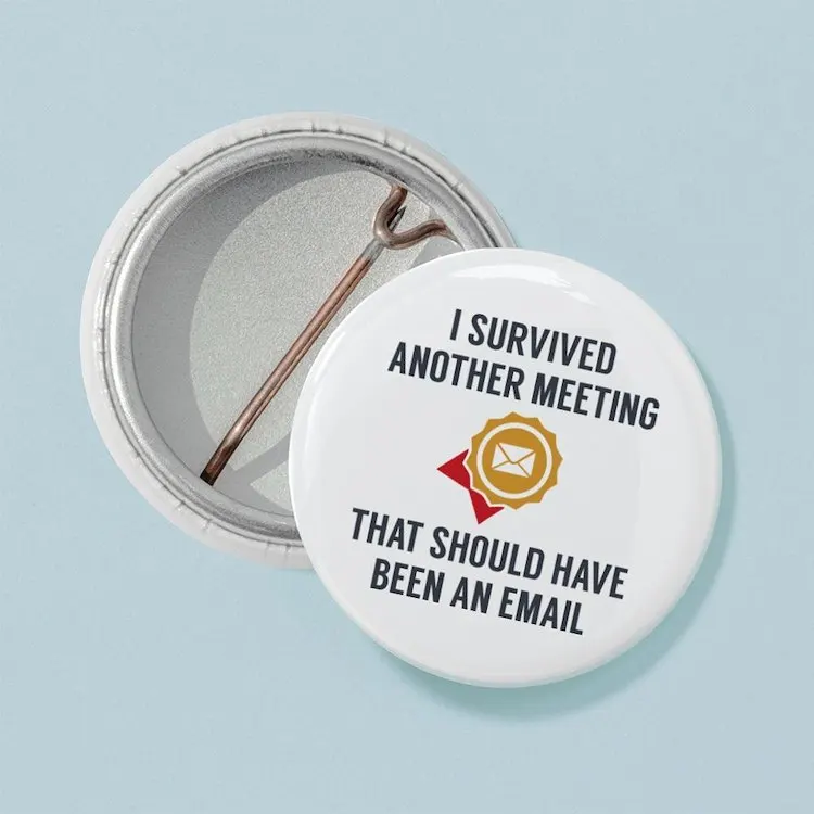 I Survived Another Meeting Mini Button Brooch Cartoon Creative Clothes Jewelry Women  Gift Hat Cute Badge Lapel Pin