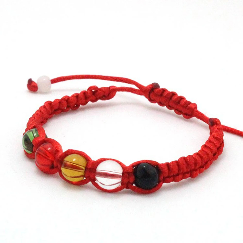 1pc Fashion Red Five Colored Bead Rope Weaving Strand Bracelets Woven Handmade Beads Bracelet For Women