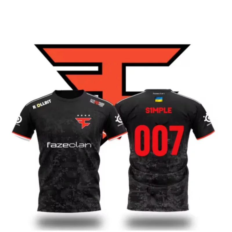 

2025 Faze Esports Club Uniform, летние дышащие мужские и женские футболки с короткими рукавами, тренировочный трикотаж CSGO, повседневные топы с круглым вырезом