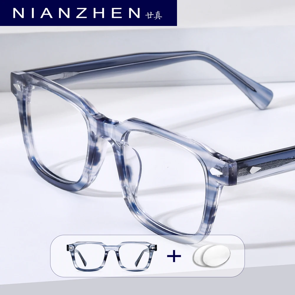 NIANZHEN – lunettes de vue progressives pour hommes, photochromiques, pour myopie, verres optiques, monture carrée en acétate, 88011