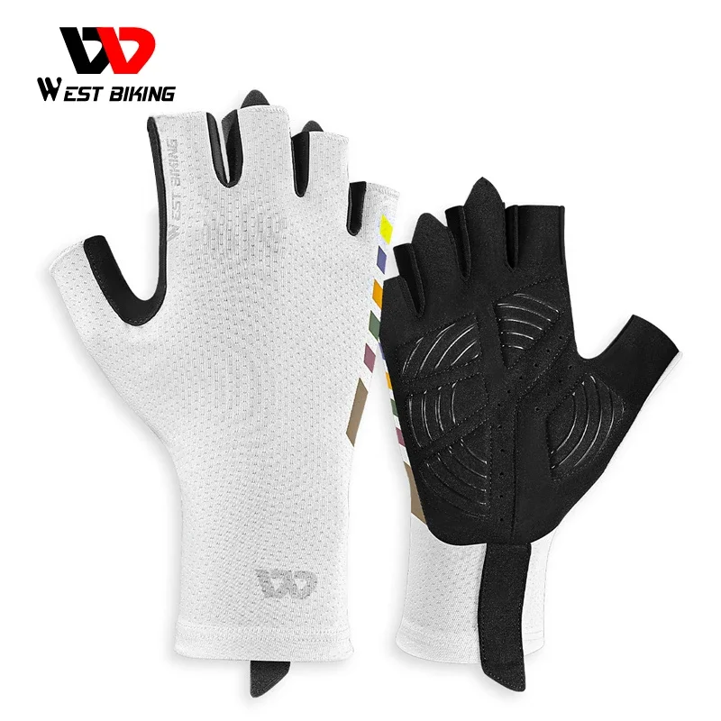 WEST BIKING Summer Half Finger Cycling Gloves Ultralight Breathable Road Bike Racing Gloves Anti-Slip SBR Pad Cooling Sport Gear