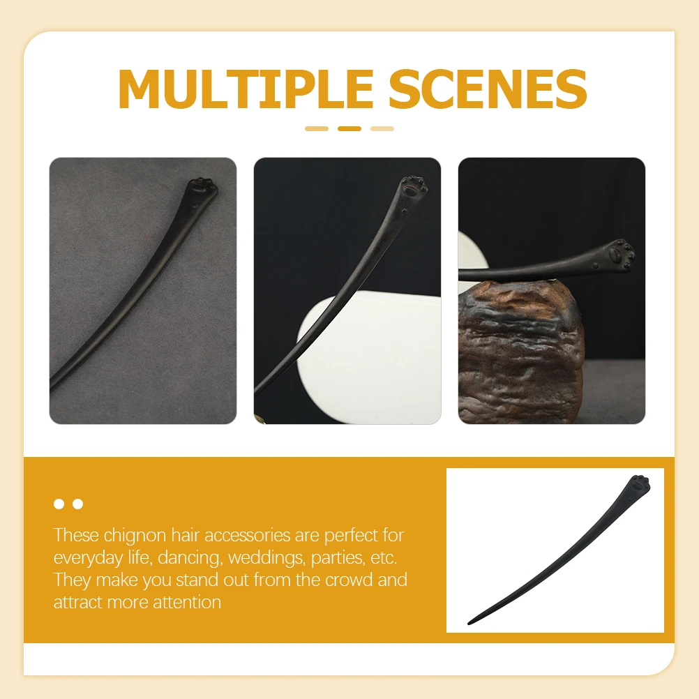 

Cat Claw Hairpin Clips Paw Stick Accessories for Chinese Style Vintage Hairsticks Women Wood Bride Buns