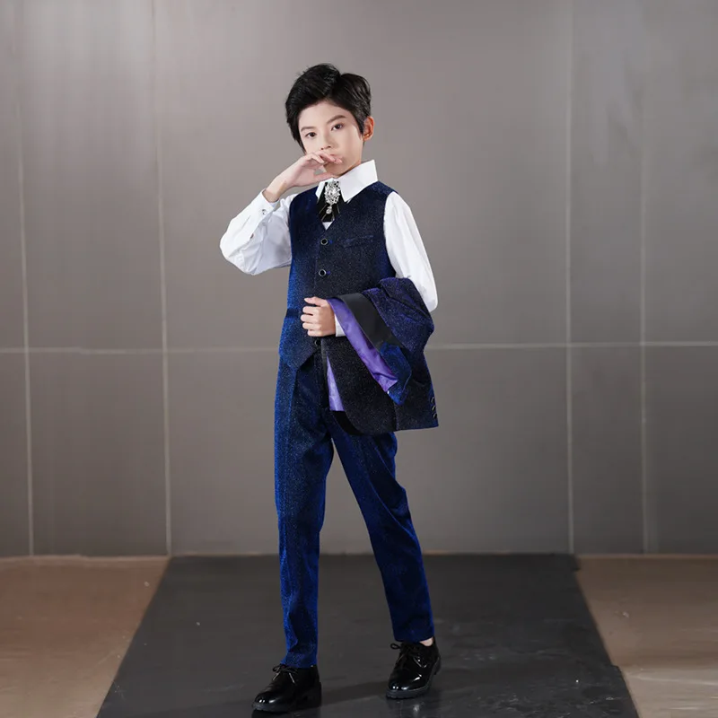 Boys' Suit, Vest Set, Three Piece Set, Flower Girl Host, Small Dress, Piano Performance, Handsome Fashion Show, Small Suit