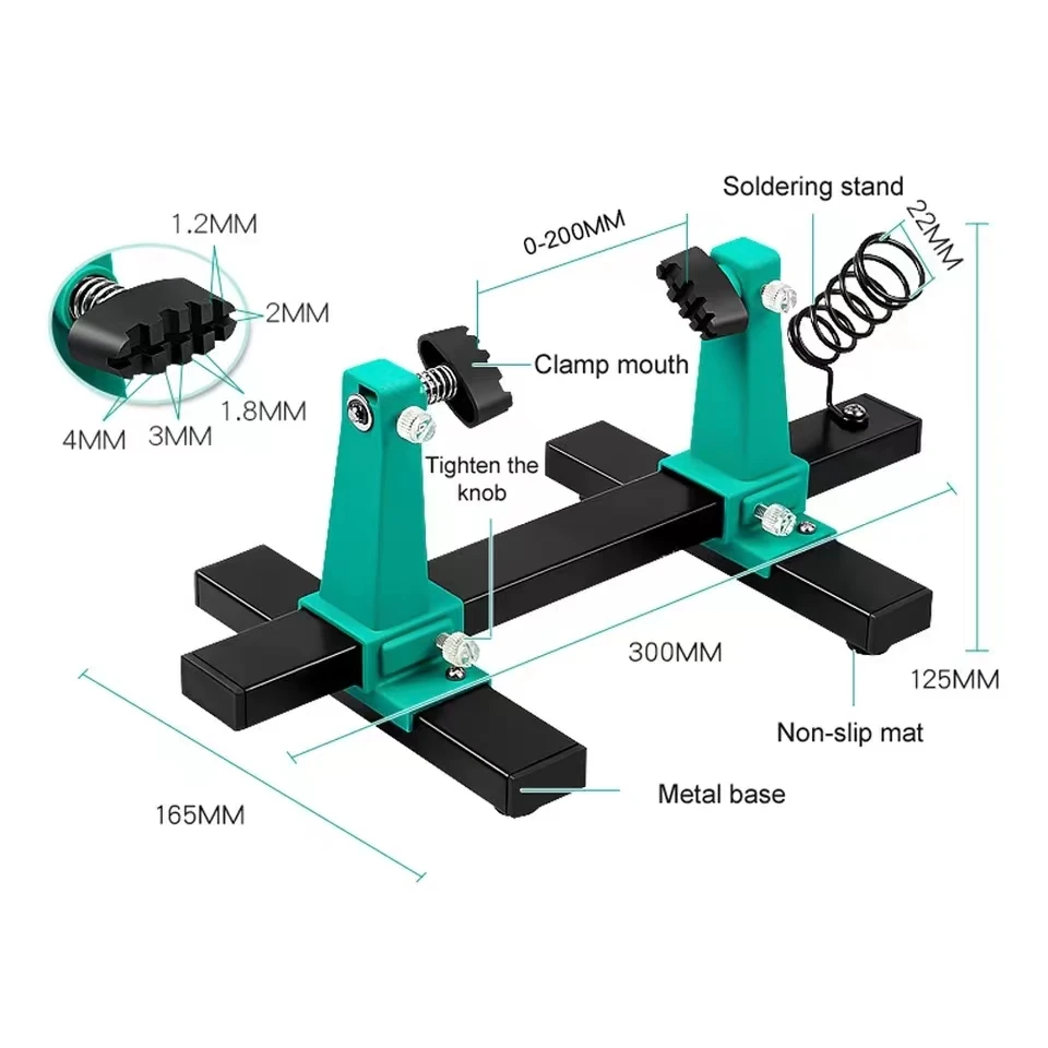 ALLSOME 0-200mm Adjustable PCB Holder 360 ° Rotation Printed Circuit Board Jig Soldering Assembly Stand Clamp Repair Tools