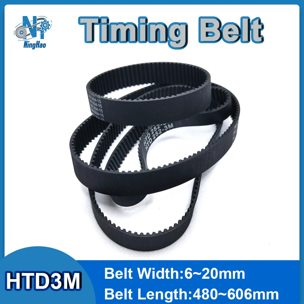 

HTD 3M Timing Belt Width 6mm 10mm 15mm 20mm Rubber Closed Loop Belt Length 480mm To 606mm 3M Synchronous Belt For 3D Printers