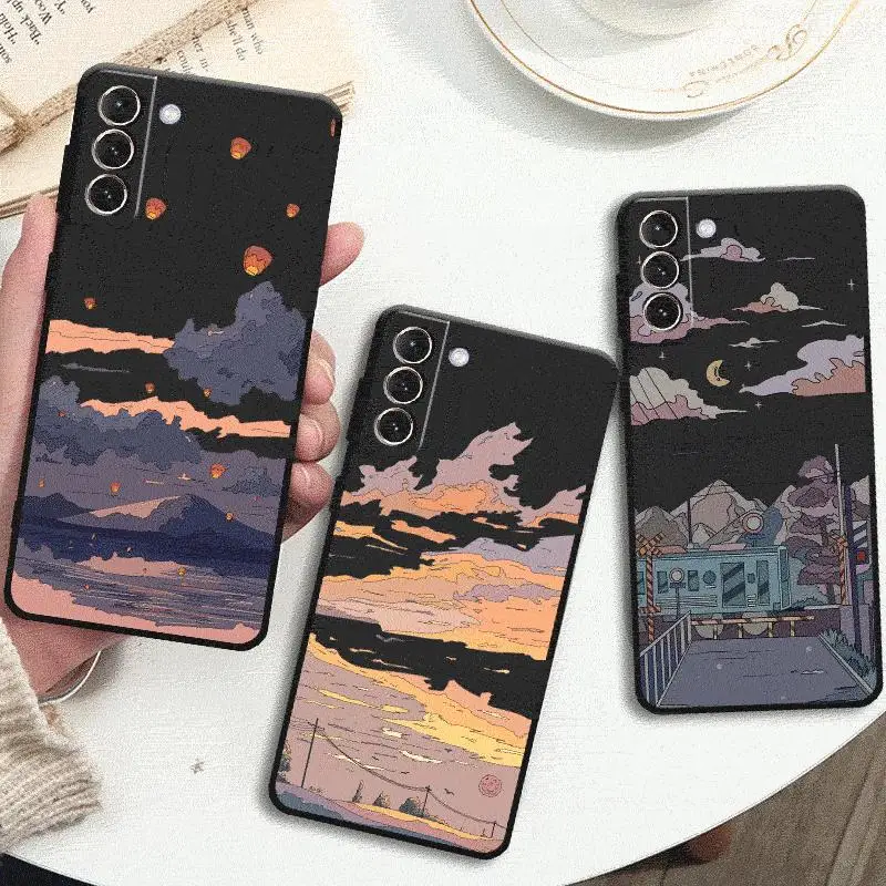 Summer Sky Suspension Case for Samsung Galaxy S24 S23 S22 Ultra S20 FE S21 S10  Note 20 10 Plus Phone Cover