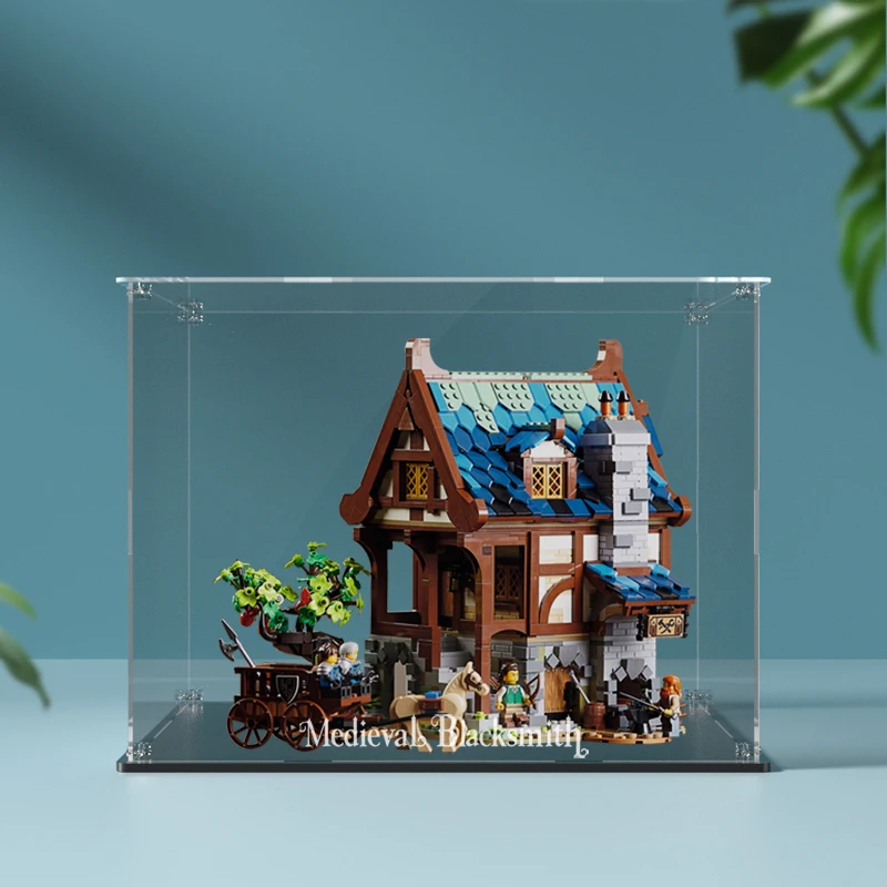 Acrylic Display Box for Lego 21325 Medieval Blacksmith Dustproof Clear Display Case (Lego Set not Included）