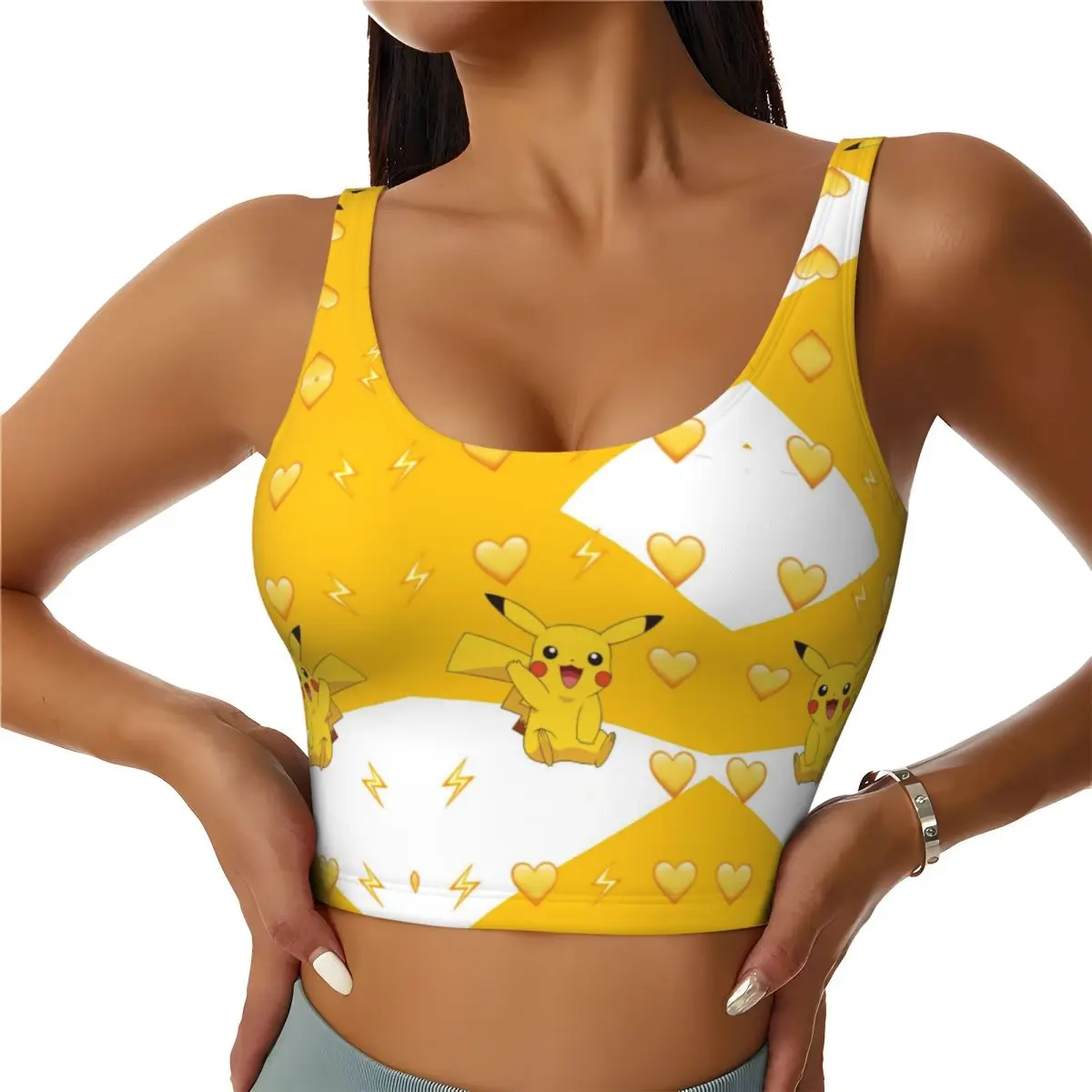 

Custom High Impact Bikachus Sports Bra Women's Series Video Games Gym Workout Yoga Crop Top