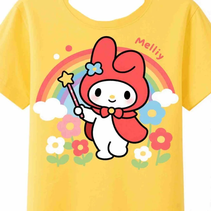 

MOTO-My Melody T-shirt Cute Cartoon 3D Printed Adult and Children's Same Short Sleeve Summer