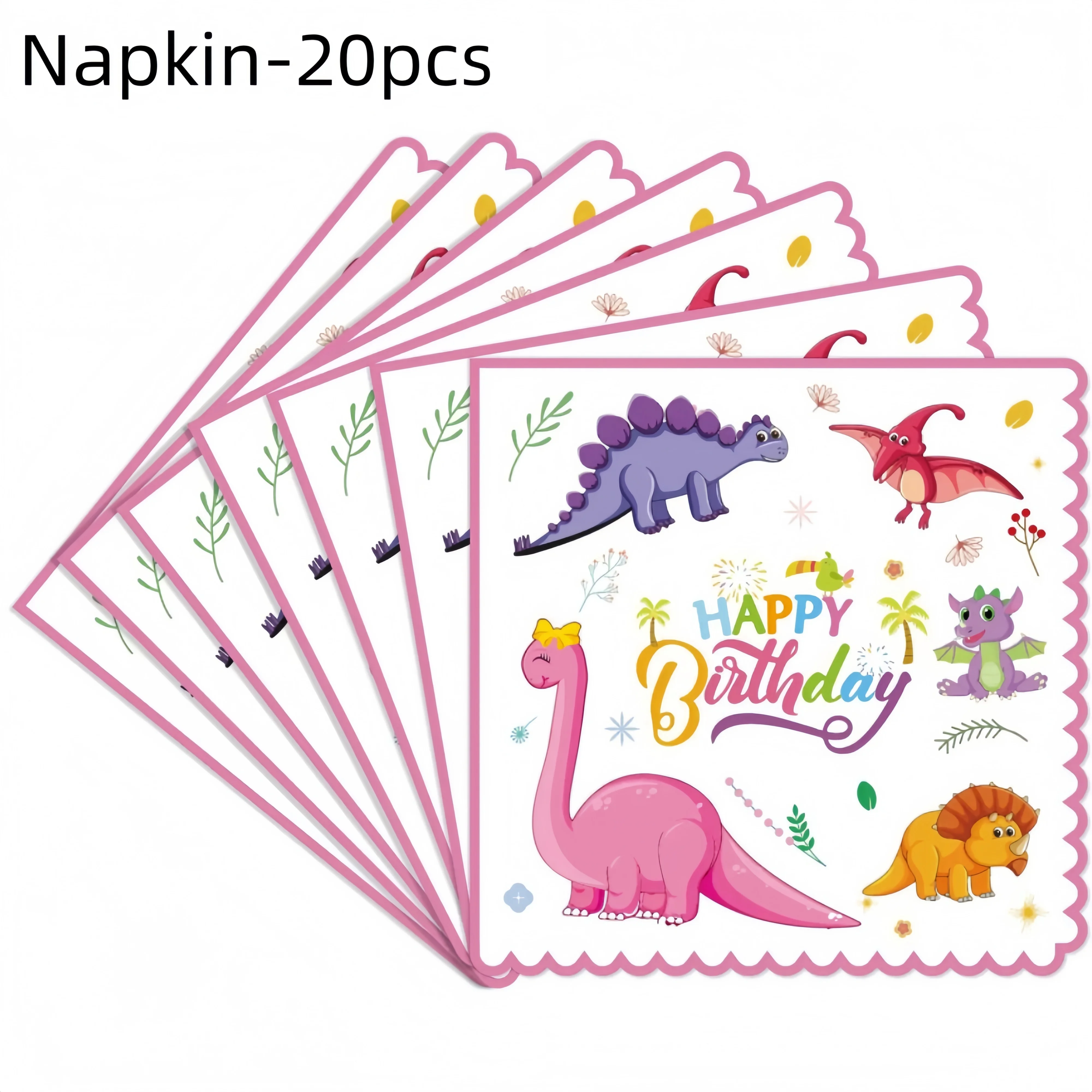 Rosa Dinosaurier Geburtstagsparty Dekorationen Geschirr Tasse Teller Serviette 3D Dinosaurier Ballon für Babyparty Zubehör Gastgeschenke – Detail 7