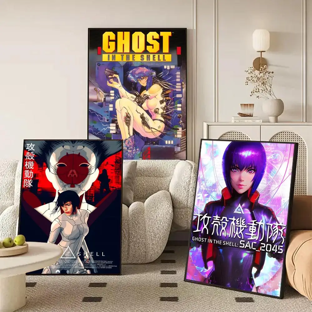 Movie G-Ghost In The Shell Poster Self-adhesive Art Waterproof Paper Sticker Coffee House Wall Decor