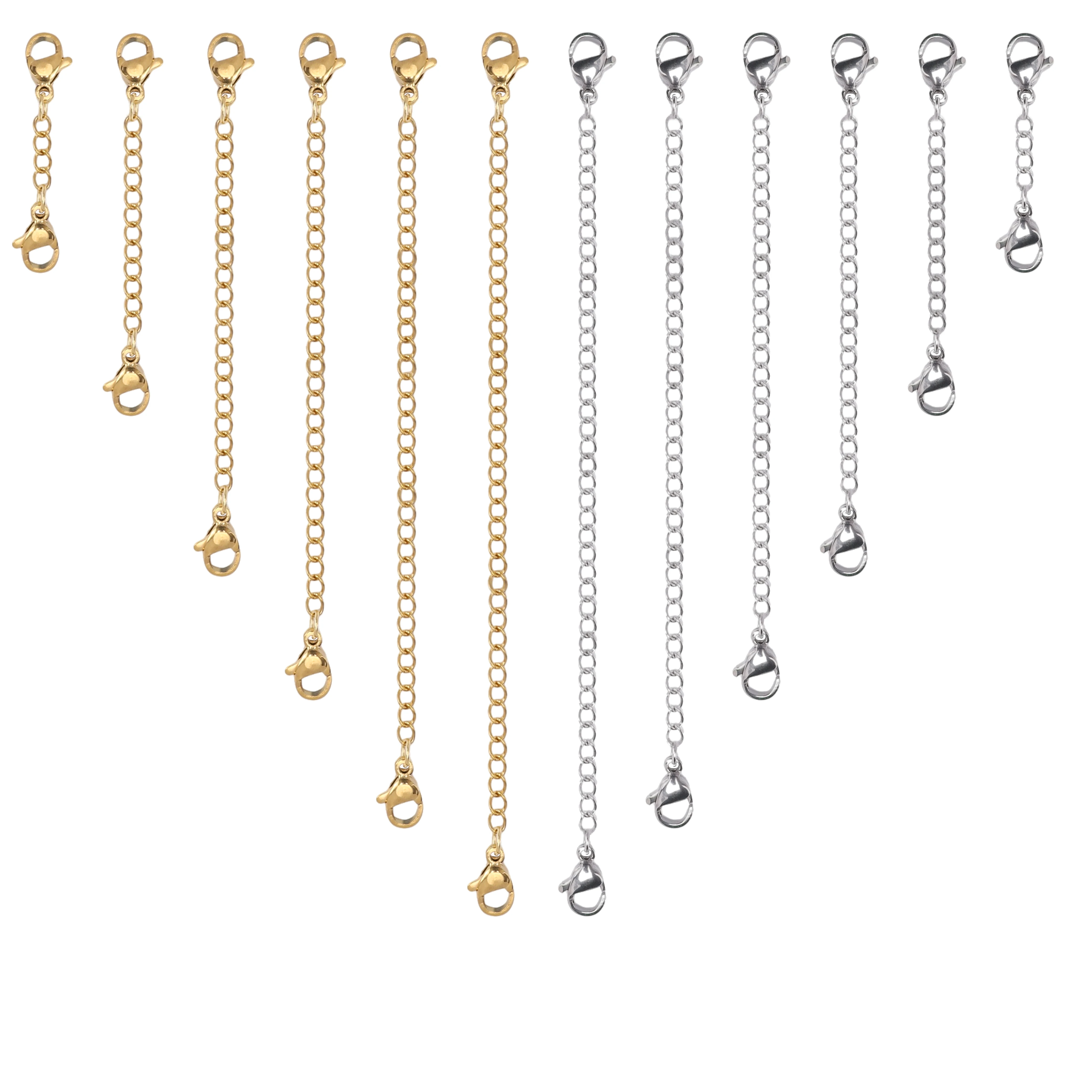 3/5/7.5/10/12.5/15cm Stainless Steel Extension Chain Tail Chain Connector Lobster Clasp For Jewelry Making DIY Necklace Bracelet