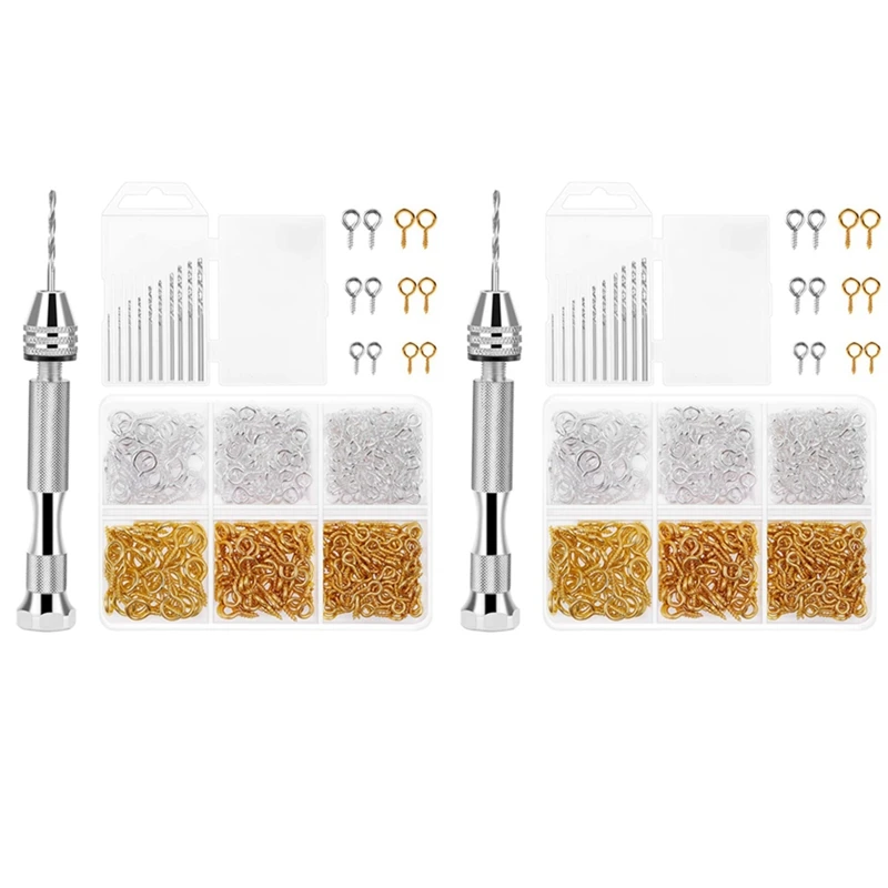 

B76A Resin Tools Kit With 2Pcs Pin Vise Hand Drill 20Pcs Drill Bits And 800Pcs Screw Eye Pins For DIY Keychain Pendant Making