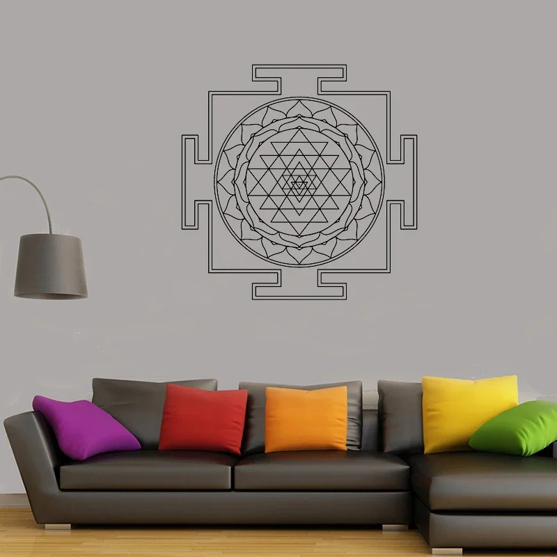 Sri Yantra vinyl wall decal Yantra mandala logo decor wall sticker DIY room decoration home decor for living room G726
