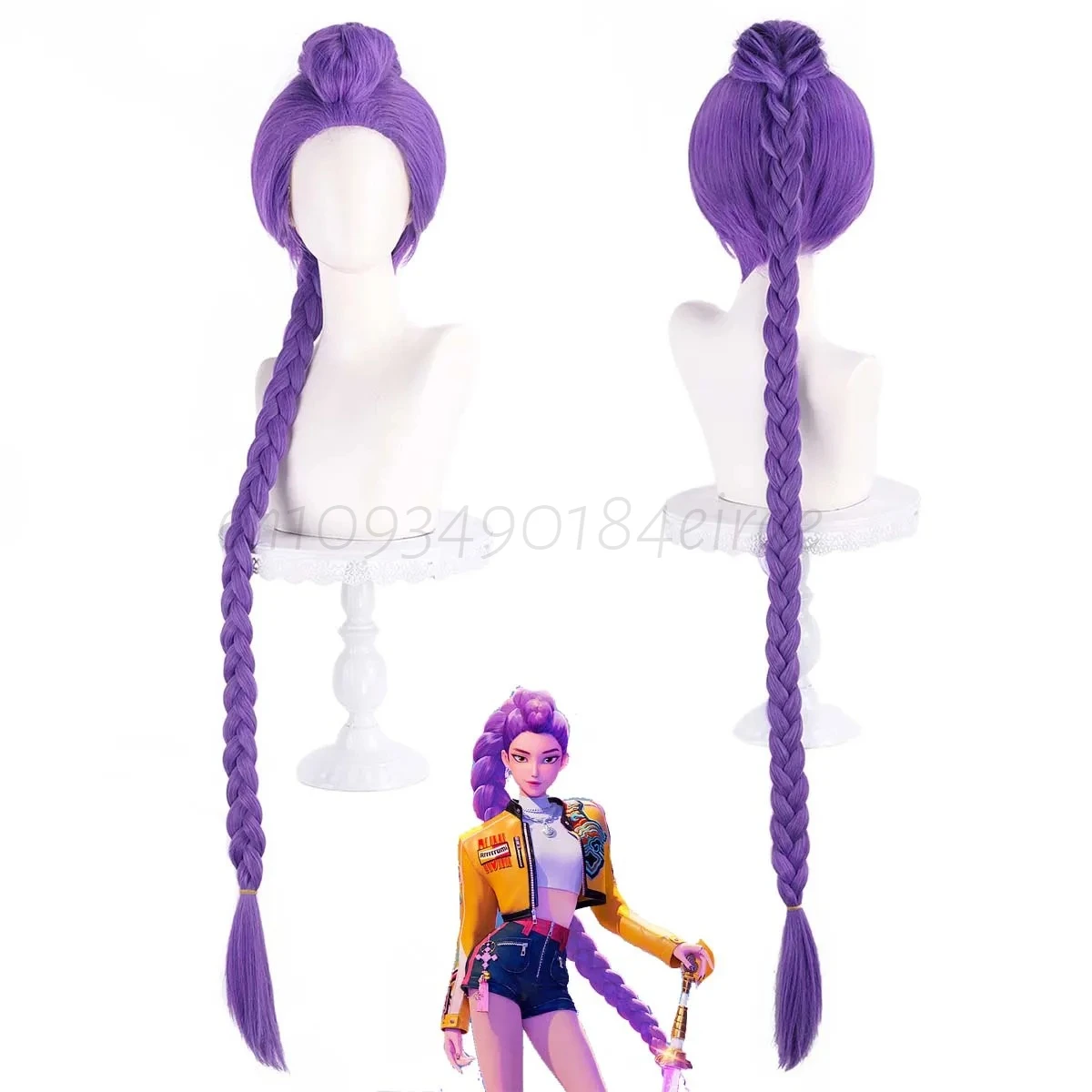 

Kpop Demon Hunters Mira Zoey Rumi Long Purple Braid Cosplay Wig New 2025