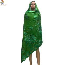 New African Muslim Women Shawl Scarf Pure Cotton Embroidered Flower Large Size Scarf Dubai High Quality Headband Wholesale Price