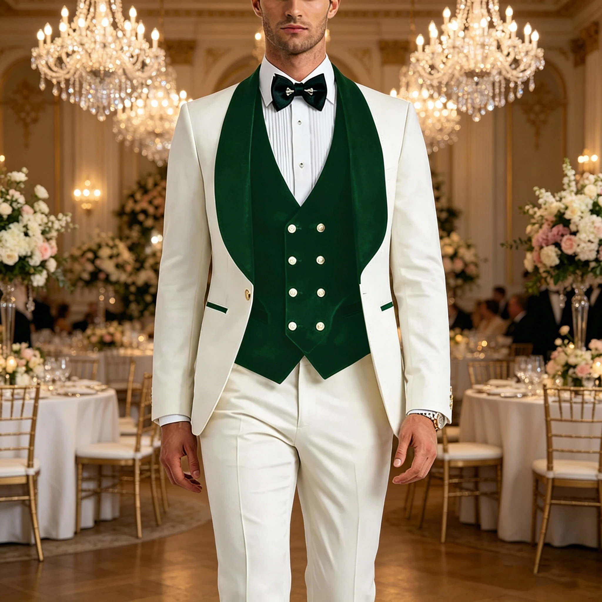 

Men's 3 Piece Tuxedo Suit Jacket with Velvet Shawl Lapel Set Blazer Vest Pants Formal Business Slim Fit Casual Coat for Wedding