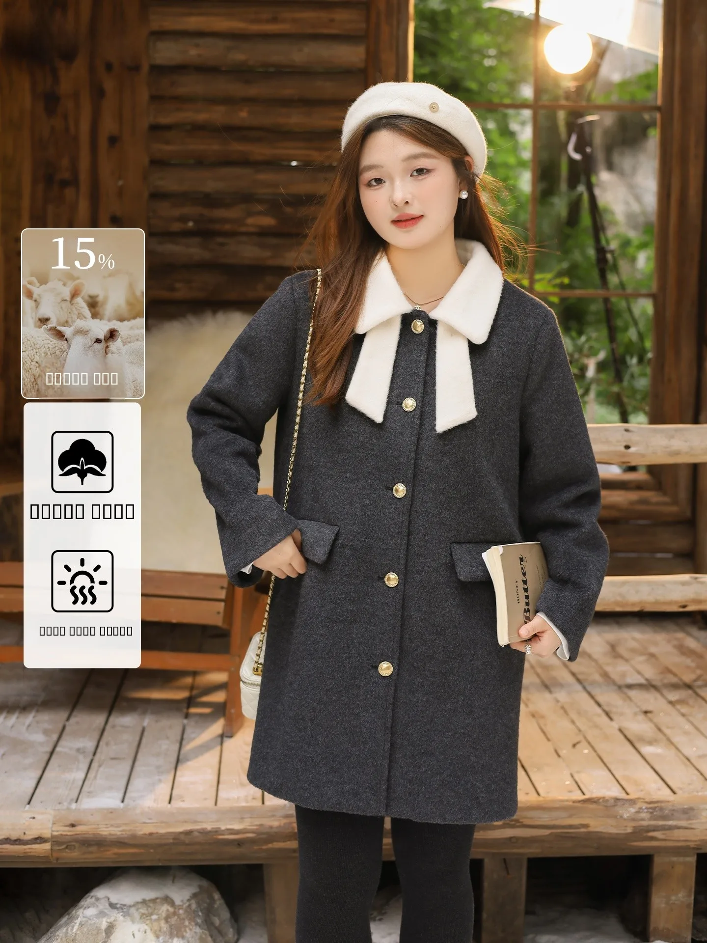 

Шерстяное пальто DM00 больших размеров, нежного цвета, с воротником-стойкой, А-силуэт, средней длины, верхняя одежда для полных женщин, зимняя мода