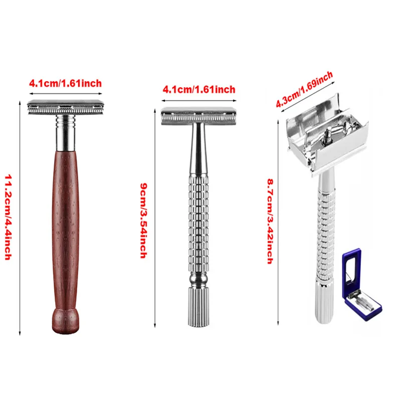 Wood/ Metal Handle Razor Stainless steel double-blade Razor Razor Razor Old fashioned razor manual shaving for men