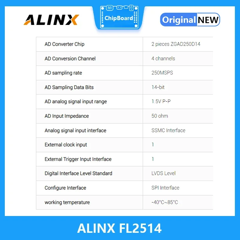 Alinx FL2514: 4-way 250MSPS 14-bit analog-to-digital module supports 4-way AD input standard LPC FMC interface