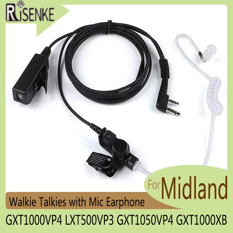 

RISENKE-Walkie Talkie Earpiece, Headset with Mic, Accessories, for Midland, GXT1000VP4, LXT500VP3, GXT1050VP4, GXT1000XB