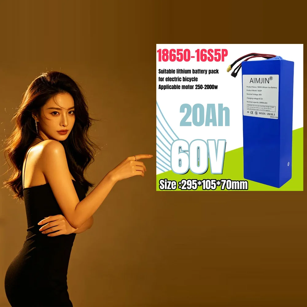 🔥 60V 20Ah Lithium 16S5P battery pack 2000W high-power built-in BMS  for Motorcycle scooter Bicycle MotorReplace battery