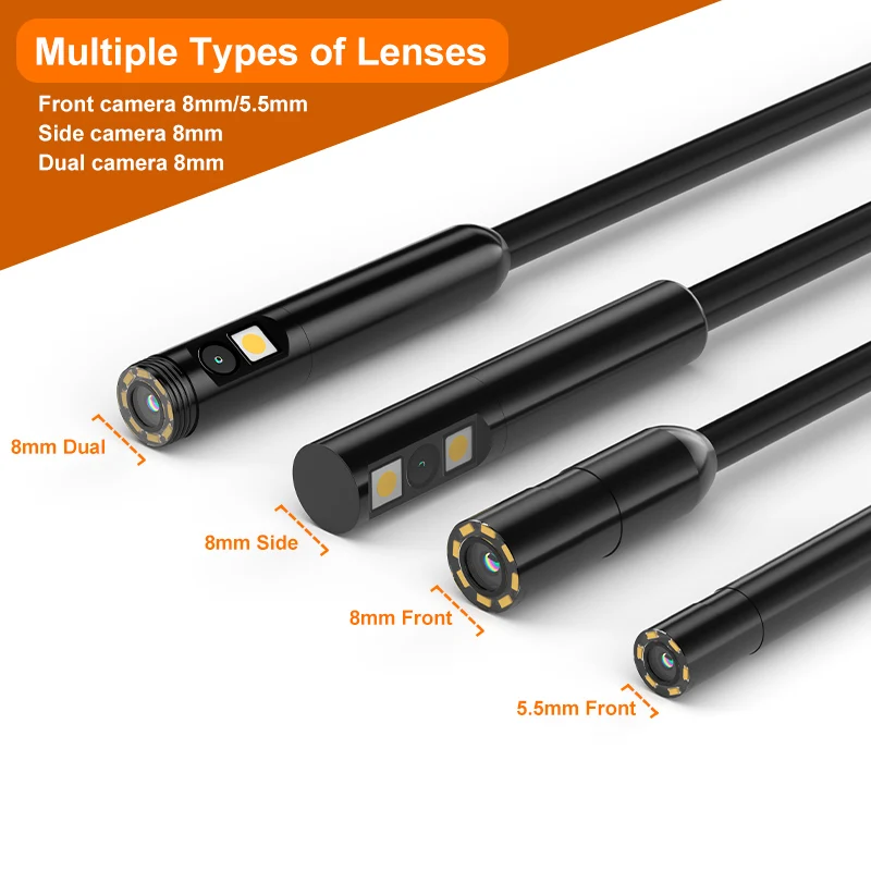 2-100M Hand-held Endoscope 8mm Single&Dual Camera with 4.3'' Screen Split Design IP67 Borescope Inspection Camera for Car&Sewer - view 3