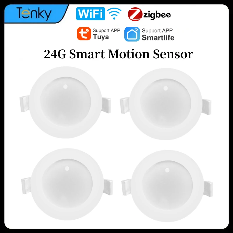 24G Tuya WiFi/Zigbee Motion Sensor Human Presence Sensor Millimeter Wave Ceiling Embedded Presence Detector Home Automation