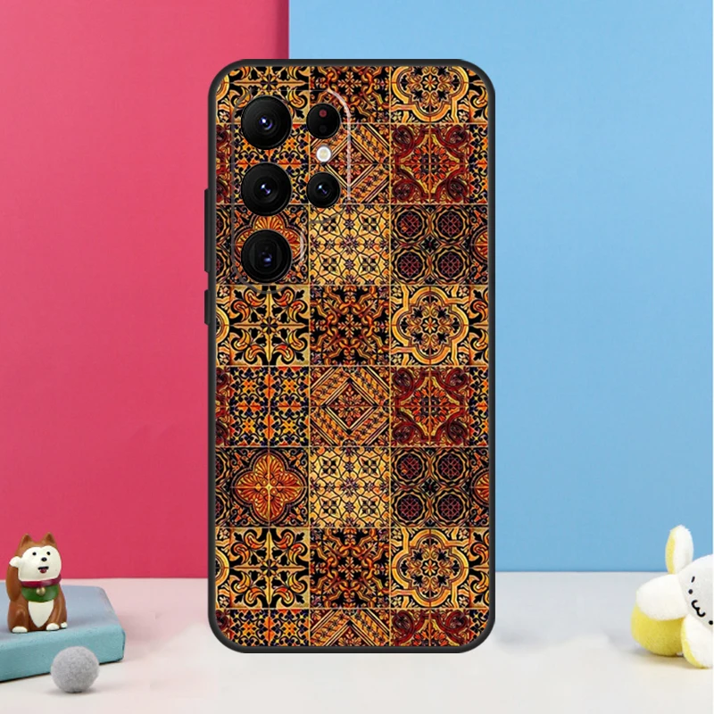 Moroccan Tile Case For Samsung Galaxy S23 Ultra S24 S22 Note 20 10 Plus S8 S9 S10 S21 S20 FE Back Cover