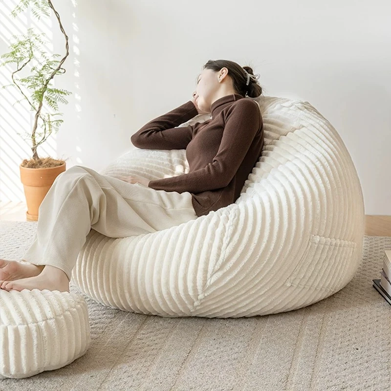 Simple Sleep Bean Bag Sofas 1-Person French Style Floor Bean Bag Sofas Lounge Living Room Soft Puff Con Relleno Rattan Furniture