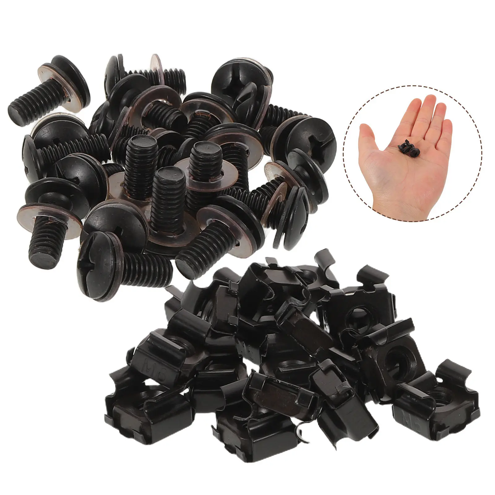 40Pcs Universal Rack Mount Screws M6 X 14Mm High Strength Anti Vibration Set Cage Nuts Washers for Equipment Cabinets Server