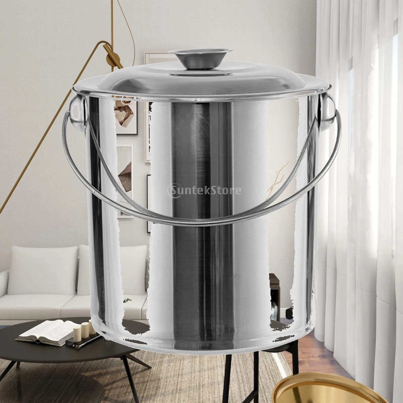 Stainless Steel Stockpot Water Storage Bucket for Boiling Strew Simmer Canning Pasta Pot with Lid for Kitchen Family Home Use