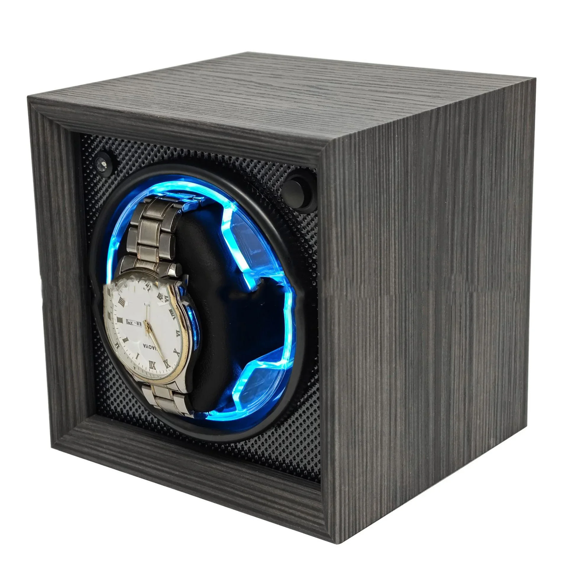 Enrollador de reloj, mesa USB silenciosa activa con luz de ambiente azul, caja de reloj de uso conveniente Universal Global