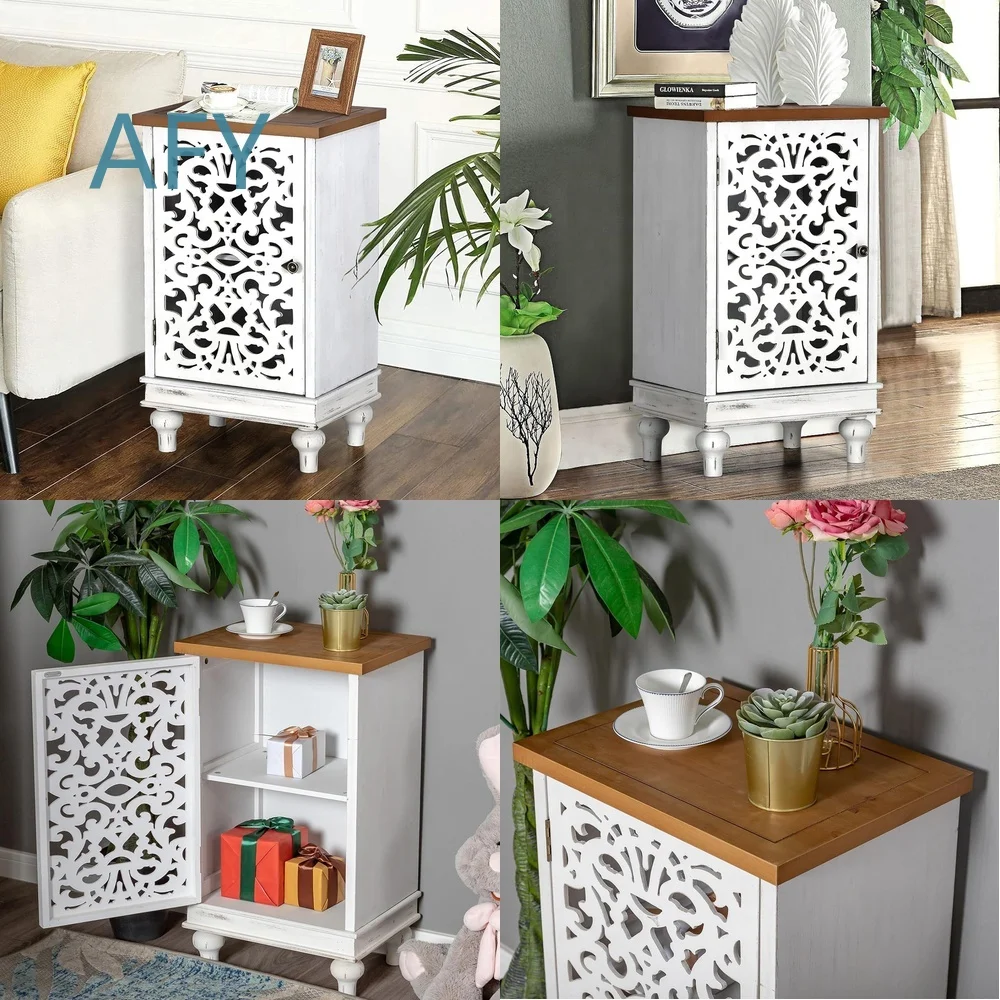 Decorative Locker Panel Furniture for Italian Light Luxury Bedroom Chest with Hollow Pattern Drawer Cabinet for Modern Home