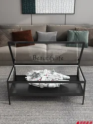 Simple and Modern Coffee Table Tempered Glass Millennium Falcon Storage Display Cabinet Hydraulic Rounded Corner Climbing Pet