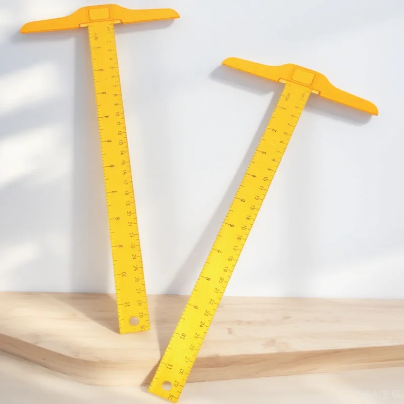 2Pcs T-Square Ruler Clear Plastic Academic T-Ruler with Dual Scales for Layout Design Measuring Tool for Students Drafting