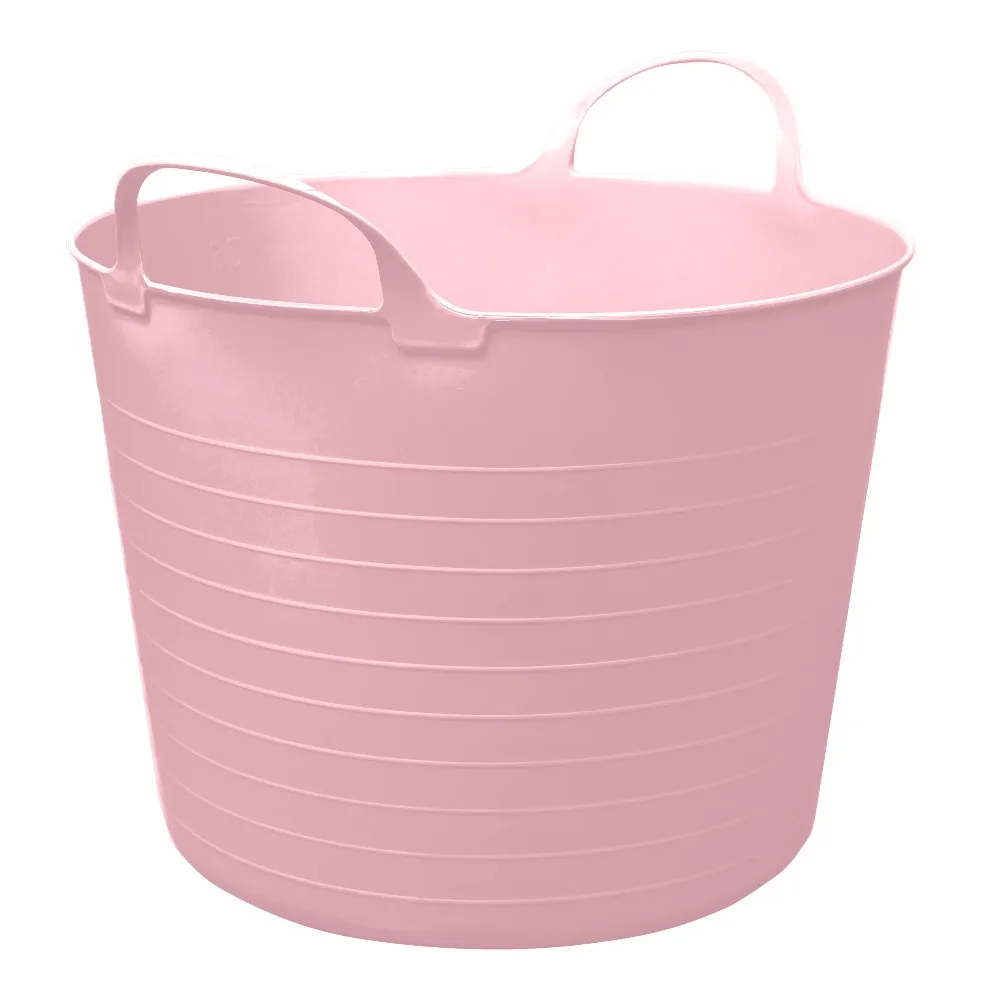 10 Gallon Kids Storage Bin Flexible Plastic Container with Lid Pink Toy Organizer Box 20x16x17 Inches for Home Organization