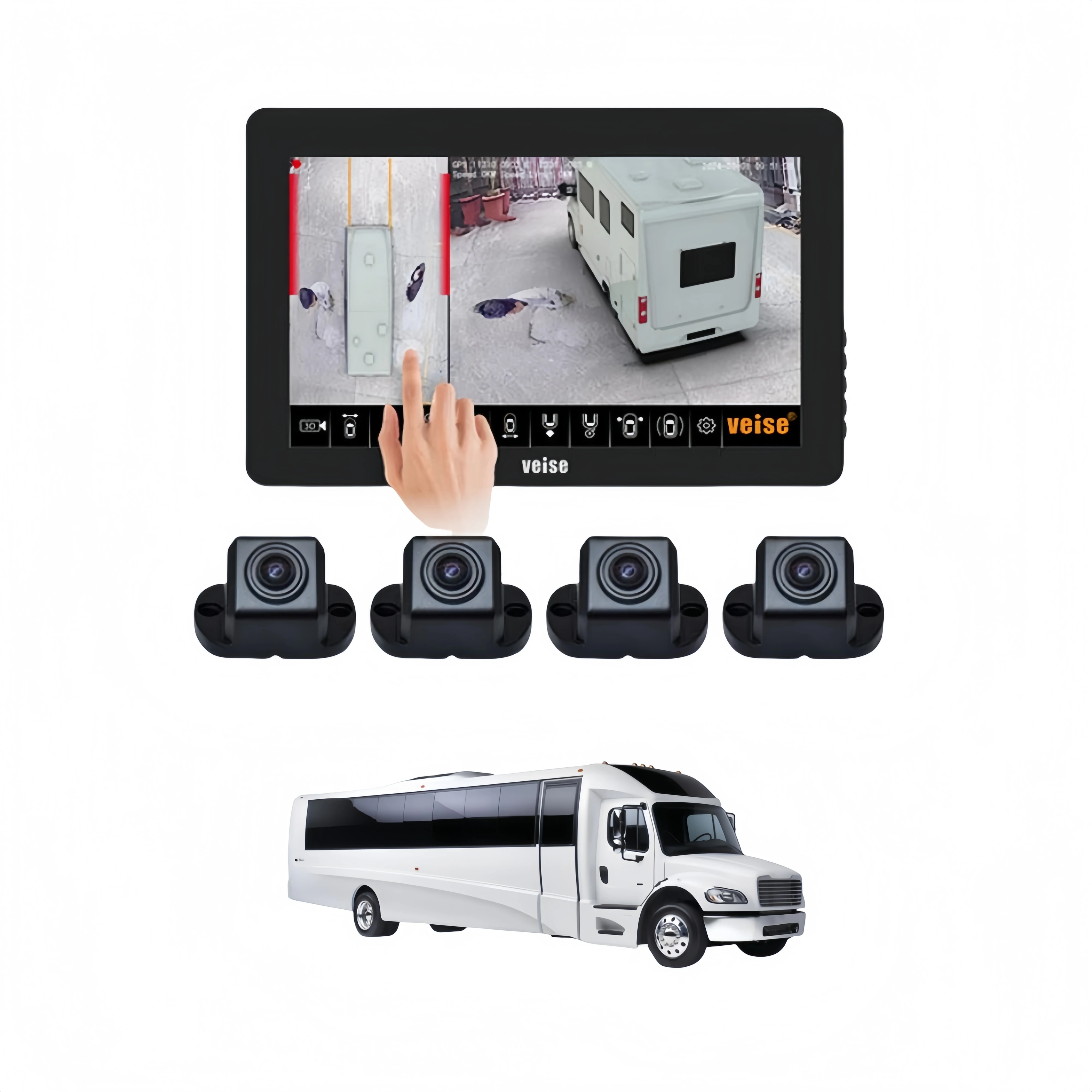 

360 Surround Bird Eye View Backup Reverse Camera System For Bus With Bsd Alarm For Truck